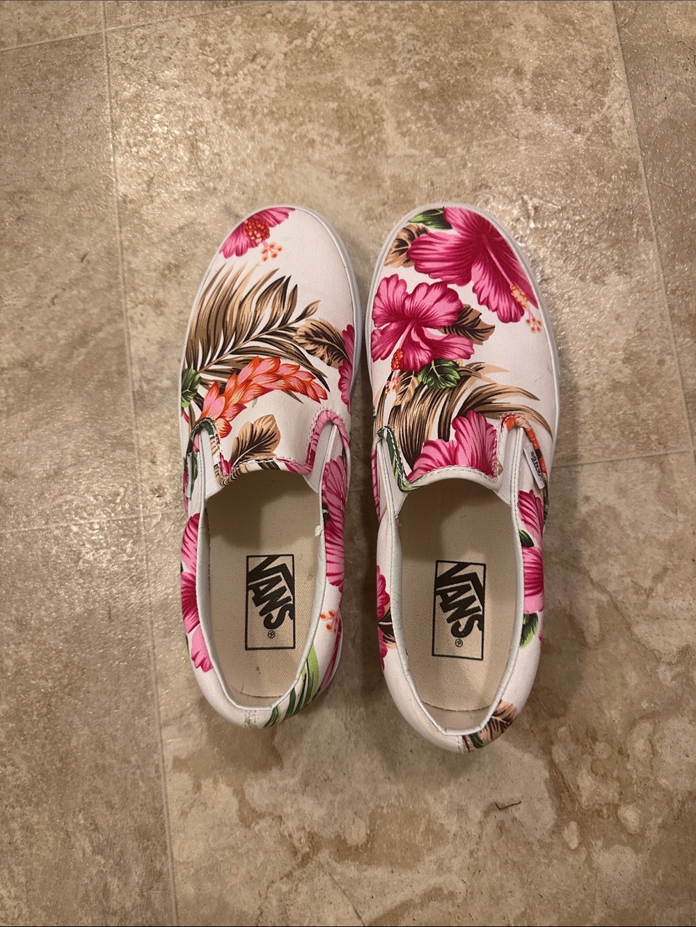 Hawaiian flower vans. Size 9 ladies 7.5 men’s